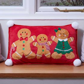 Gingerbread Family Cushion - 50cm x 12cm
