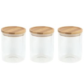 Apollo Glass Canisters with Wooden Lid,  0.85L - Set of Three