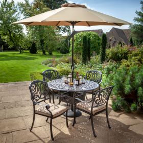 Hartman Amalfi 4 Seater Dining Garden Furniture Set with Parasol & Base