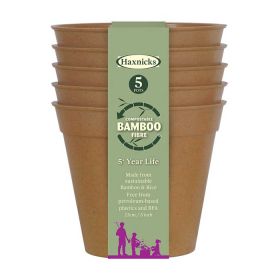Haxnicks Compostable Bamboo 5” Pack of 5 Plant Pots – Terracotta