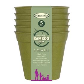Haxnicks Compostable Bamboo 6” Pack of 5 Plant Pots – Sage Green