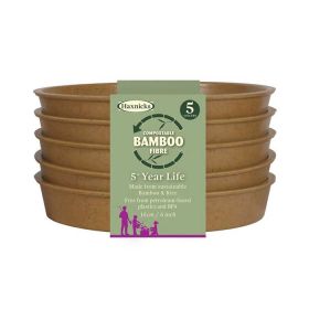 Haxnicks Compostable Bamboo 6” Pack of 5 Plant Saucers - Terracotta