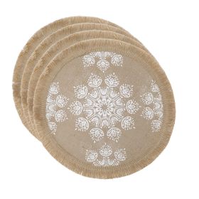 Creative Tops White Natural Hessian Jute Placemats, 42cm - Set of 4