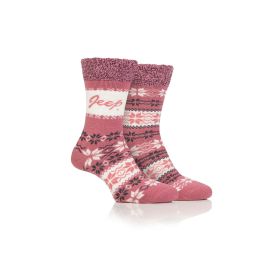 Jeep Women's Brushed Thermal Boot Sock - Rose/Slate