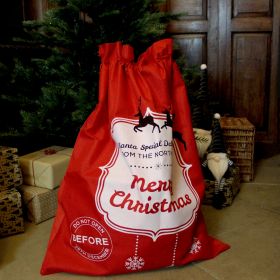 “Special Delivery” Linen Christmas Sack – Red