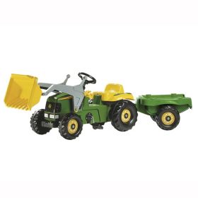 John Deere Ride-On Tractor with Front Loader and Trailer