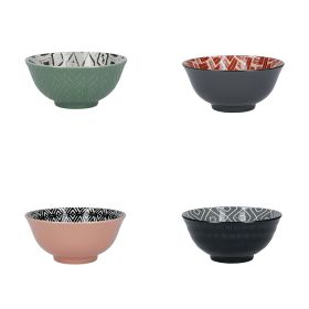 KitchenCraft Patterned Ceramic Cereal Bowl Set of 4, 15cm – Designed for Life