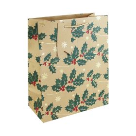 Kraft Holly Gift Bag – Large