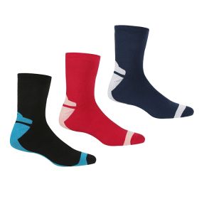 Regatta Women’s Outdoor Lifestyle Socks, Pack of 3 – Black/Pink/Denim