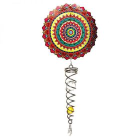 Spin Art Mandala Mexico Wind Spinner with Crystal Tail