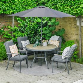 LG Outdoor Monza 4 Seater Dining Garden Furniture Set with Parasol