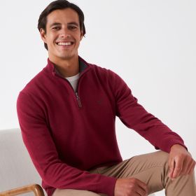 Crew Clothing Men's Organic Classic Half Zip Knit Sweatshirt - Cordovan