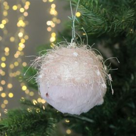 Pink Funky Fluffy Bauble - 8cm