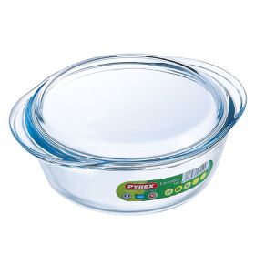 Pyrex Essentials Round Glass Casserole Dish with Lid - 1 Litre