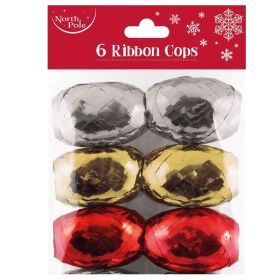 Ribbon Cops - Silver, Gold and Red - Pack of 6