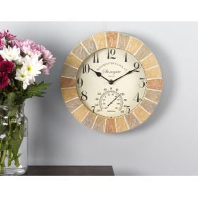 Smart Garden Outside In Stonegate Wall Clock with Thermometer - 10in