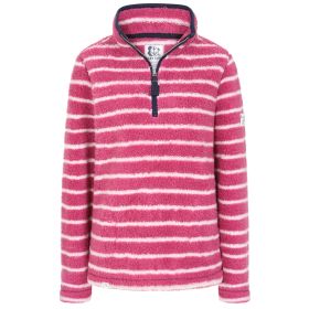 Lazy Jacks Women’s Super-Soft Striped ¼ Zip Snug Sweatshirt - Honeysuckle
