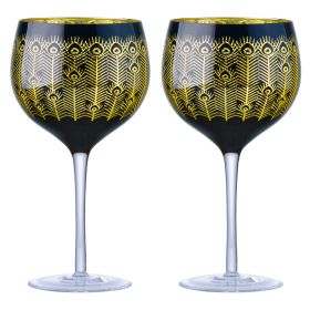 The DRH Collection Midnight Peacock Gin Glasses - Pack of 2