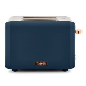 Tower Cavaletto 2 Slice Toaster, 850W – Midnight Blue / Rose Gold