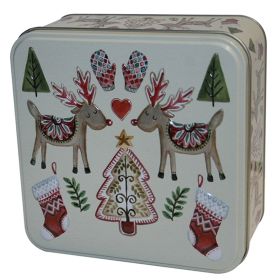 Assorted Biscuit Tin, Two Festive Reindeer - 160g 