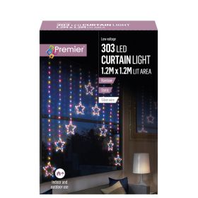 Premier Hanging Star Curtain Light, Rainbow - 1.2m
