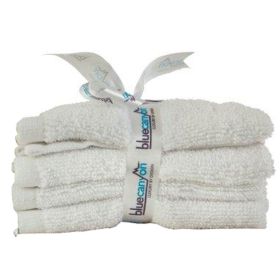 Blue Canyon Face Cloths, White - 4 Pack 