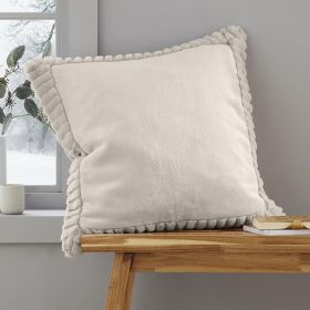 Catherine Lansfield Velvet & Faux Fur Cushion - Natural