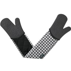 Zeal Silicone Double Oven Gloves - Dark Grey Gingham