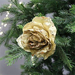 Gold Clip On Rose Decoration